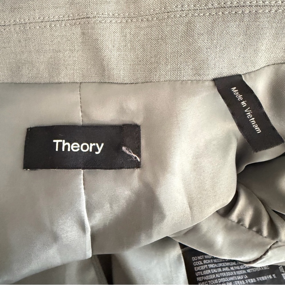 Theory Women's Gray Virgin Wool Blend One Button Blazer Size 4 - 23359 - Picture 6 of 9